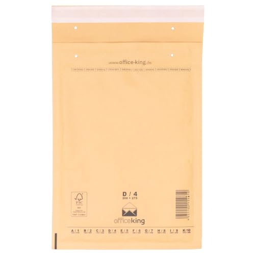 officeking 100 Luftpolsterversandtaschen Luftpolsterumschlag D4 braun 200 x 275 mm DIN B5 C5+ Luftpolster Verpackung Polsterumschläge Briefumschläge gepolstert von officeking