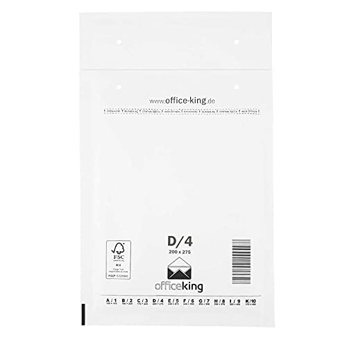 officeking 10er Pack Luftpolstertaschen - Weiss D4 Außenmaß 200 x 275 mm | Innenmaß 180 x 265 mm Polsterumschlag Versandumschlag Briefumschlag von officeking
