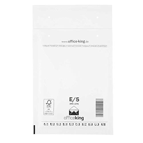 officeking 10er Pack Luftpolstertaschen - Weiß E5 Außenmaß 240 x 275 mm | Innenmaß 220 x 265 mm Polsterumschlag Versandumschlag Briefumschlag von officeking