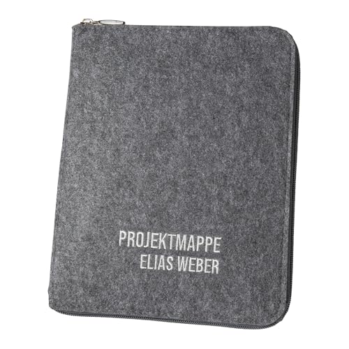 Schreibmappe aus Filz A5 personalisierbar mit Namen (Stickerei wählbar) - Mappe für Schreibblock, Dokumente, Visitenkarten - Organizer für Business, Uni & Büro von ohee manufaktur