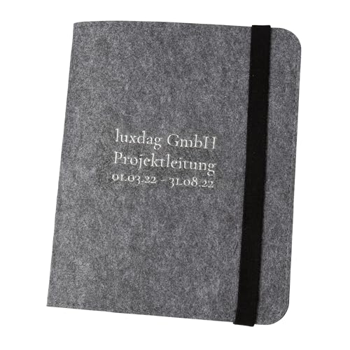Schreibmappe aus Filz A5 personalisierbar mit Namen (Stickerei wählbar) - Mappe für Schreibblock, Dokumente, Visitenkarten - Organizer für Business, Uni & Büro von ohee manufaktur