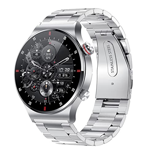 ohfruit HW20 Multifunktionale Smartwatch, IP67 Wasserdicht Fashion Sport Digital Uhren, 1,28 Zoll Rund Full Touch Buntes Display Fitness Tracker Silber von ohfruit