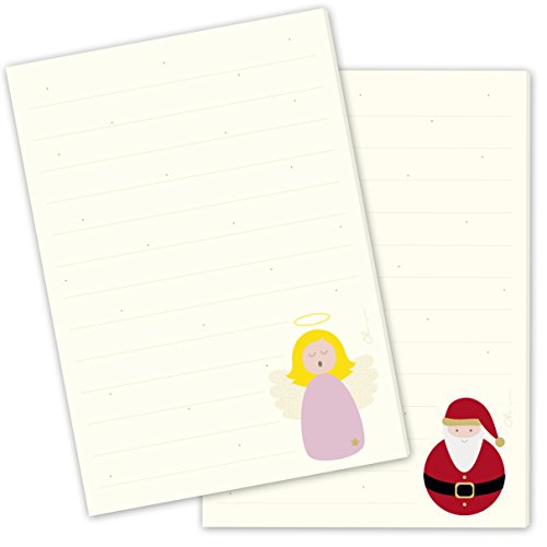 2 x Schreibblock/Briefblock"WEIHNACHTSENGEL" &"WEIHNACHTSMANN" DIN A5 liniert mit jeweils 50 Blatt/Briefpapier Weihnachten/Briefpapier Set Weihnachten/Wunschzettel von ohmydeer