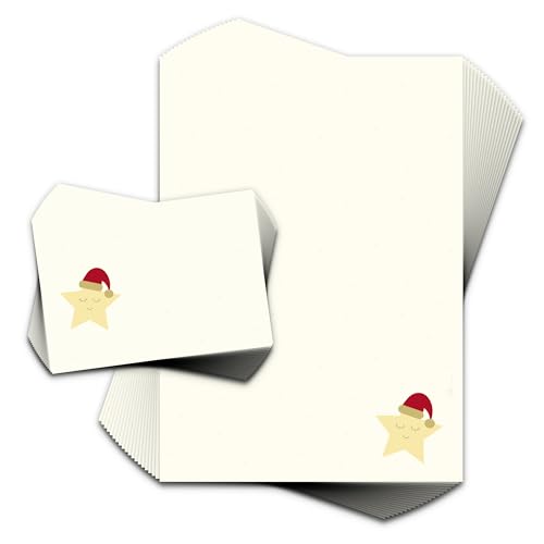 Weihnachts-Briefpapier-Set "WEIHNACHTSSTERN" 20 Blatt DIN A4 inklusive 20 dazu passenden Umschlägen/Briefpapier Weihnachten/Briefpapier Set Weihnachten von ohmydeer