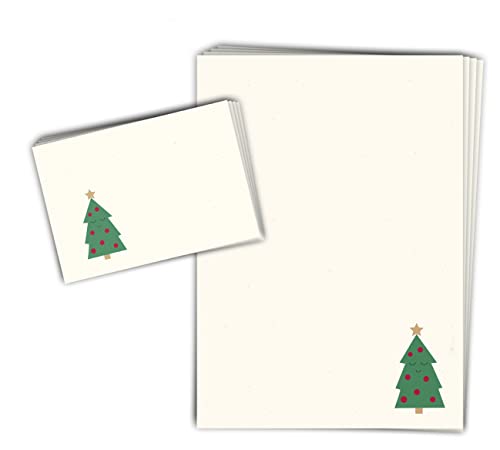 Weihnachtsbriefpapier Set "Weihnachtsbaum" 20 Blatt DIN A4 inklusive 20 dazu passenden Umschlägen/Briefpapier Weihnachten/Briefpapier Set Weihnachten von ohmydeer