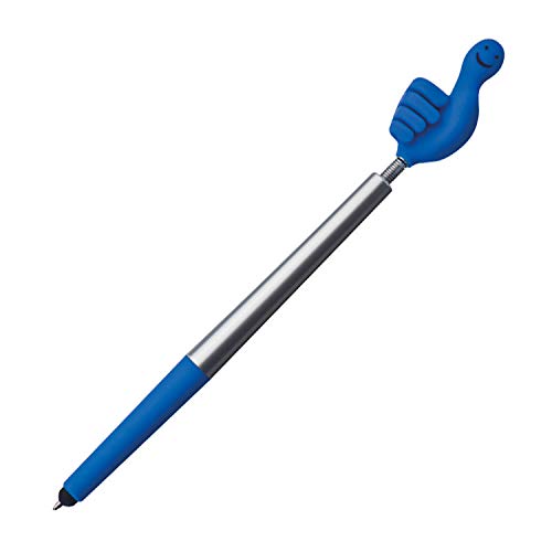 10 Touchpen Kugelschreiber / "Smile Hand" / Farbe: silber-blau von ohne Markenname