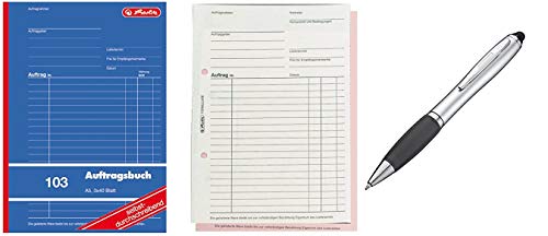 Auftragsbuch 103 / A5 / 3x 40 Blatt / selbstdurchschreibend + Touchpen Kugelschreiber von ohne Markenname