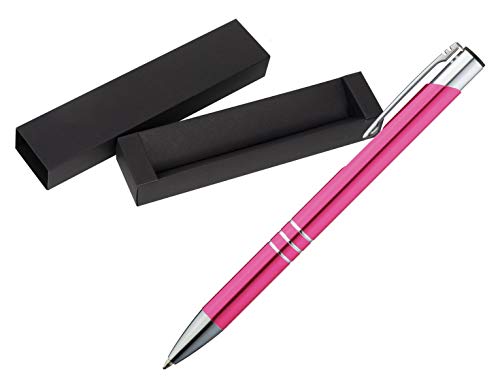 Kugelschreiber aus Metall / mit Pappetui / Farbe: pink von ohne Markenname