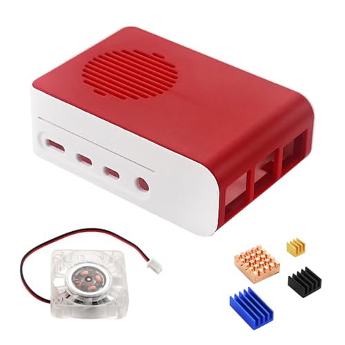 Für RaspberryPi4 Gehäusebox, ABS-Gehäuse, rotund weiße Schale, 40 x 40 Kühlerlüfter, für Pi4-Schutz von ohodhmnu