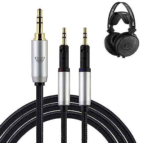 okcsc Ersatzkabel für Audio-Technica ATH-R70x Kopfhörerkabel, 4-adriges Geflecht, OFC-Kabel, 3,5 mm symmetrischer Stecker, 1,8 m Länge, für ATH-R70x Kopfhörer von okcsc