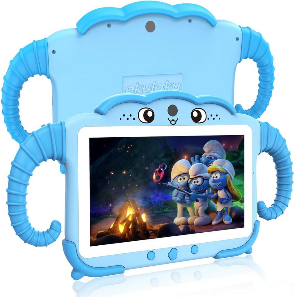 okulaku für Mädchen Junge Kinder ab 3-14 Tablet (7", 32 GB, Android 10, mit Hülle GMS Certified Kleinkind WiFi Dual Kamera Google Play Store) von okulaku