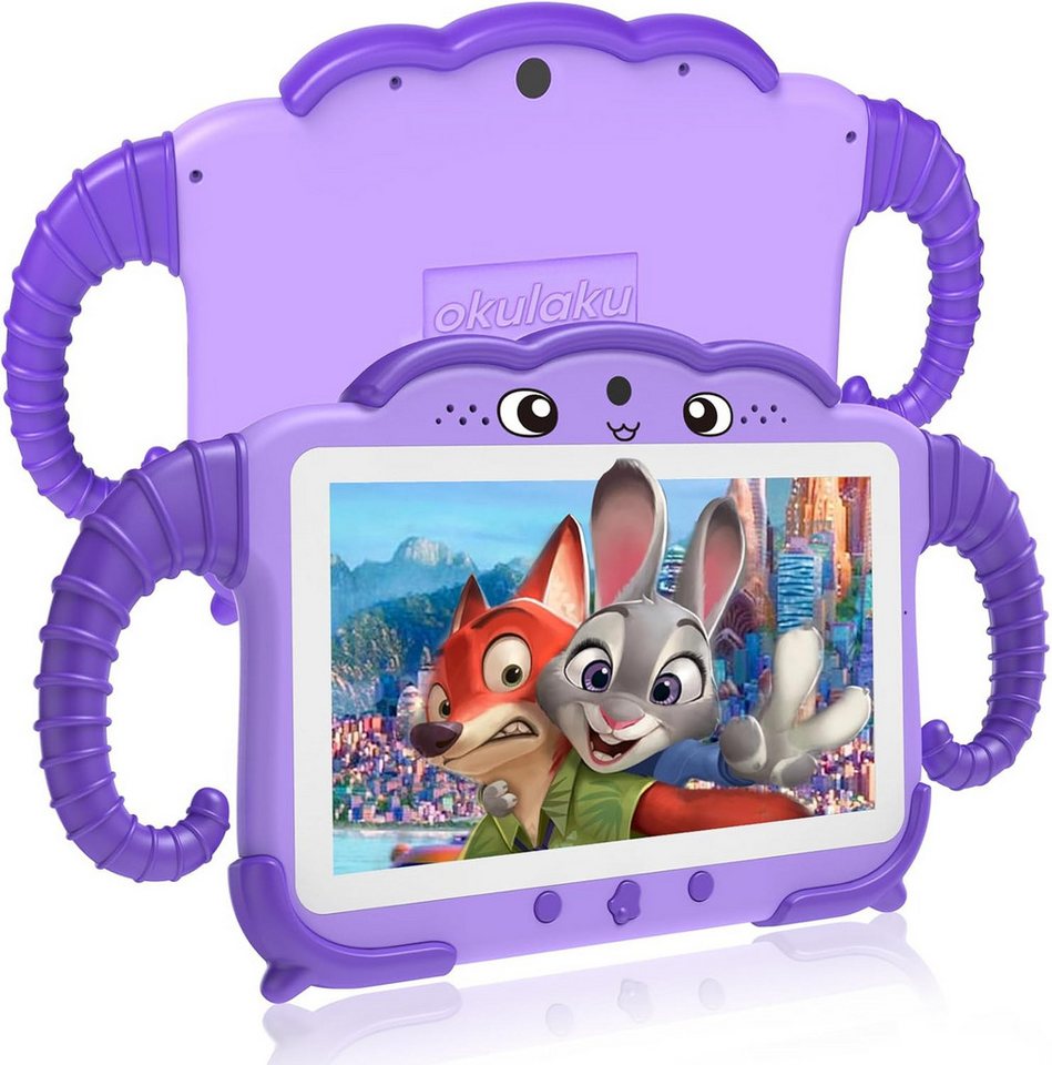 okulaku für Mädchen Junge Kinder ab 3-14 Tablet (7", 32 GB, Android 10, mit Hülle GMS Certified Kleinkind WiFi Dual Kamera Google Play Store) von okulaku