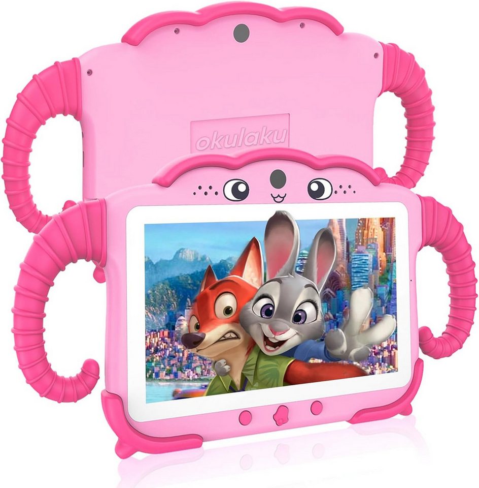 okulaku für Mädchen Junge Kinder ab 3-14 Tablet (7", 32 GB, Android 10, mit Hülle GMS Certified Kleinkind WiFi Dual Kamera Google Play Store) von okulaku