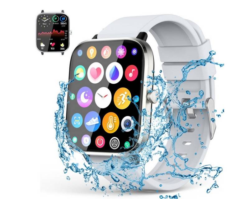 ombar SmartWatch Damen Herren mit Bluetooth Anrufe, 1.7" Voll Touch Screen Smartwatch (Fitnessuhr mit Telefonfunktion/WhatsApp Notiz,Smartwatch Fitness Tracker Uhr IP67 Wasserdicht,1.70" HD Voll Touchscreen Fitnessuhr Tracker mit Blutsauerstoff/Pulsmesser/Sportuhr/Schrittzähler/Schlafmonitor Aktivitätstracker usw für iOS/Android Uhren Watch cm/1.7 Zoll) von ombar