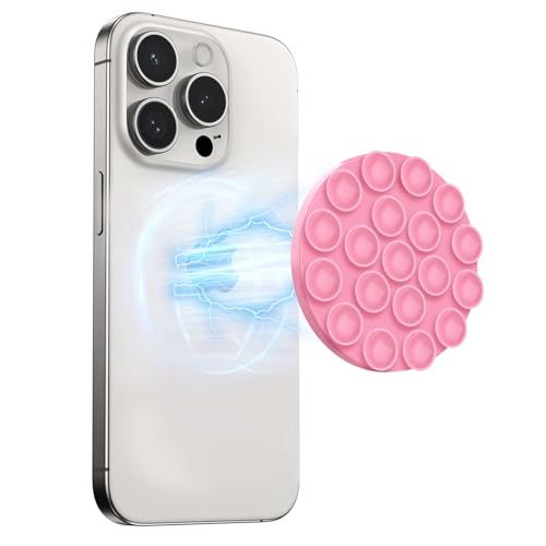 omee Magnetische Saugnapf-Telefonhalterung – rutschfester Silikon-Saugnapf, kompatibel mit iPhone MagSafe-Handyhüllen-Serie, Spiegel-Duschhalterung für Selfies und Tiktok-Videos (Rosa) von omee