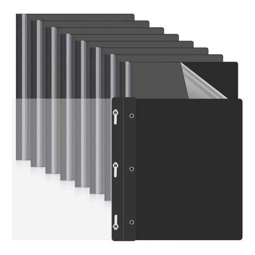 omolly 10 Stück Berichtsmappen mit 3 Zinkenverschlüssen, Präsentationsmappen, Kunststoff-Berichtsmappe mit schwarzer Rückseite von omolly