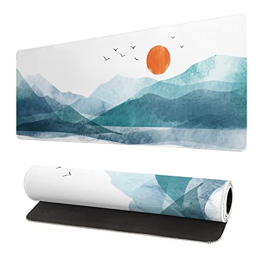 Japanische Berge, erweitertes Mauspad, 80 x 30 cm, Querformat, Schreibtisch-Mauspad, verlängert, groß, rutschfeste Gummiunterseite, wasserdicht, große Tastaturmatte mit genähten Kanten, für Gaming und Japanische Berge, erweitertes Mauspad, 80 x 30 cm, Querformat, Schreibtisch-Mauspad, verlängert, groß, rutschfeste Gummiunterseite, wasserdicht, große Tastaturmatte mit genähten Kanten, für Gaming und von omosri