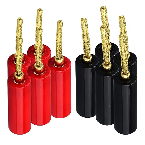 Flex Pin Bananenstecker für Lautsprecherkabel 5 Paar, Lautsprecherkabelverbinder Pin Steckertyp, 24K vergoldet, isoliert für federbelastete Bananenbuchsen-Lautsprecherklemmen, unterstützt 12 AWG bis Flex Pin Bananenstecker für Lautsprecherkabel 5 Paar, Lautsprecherkabelverbinder Pin Steckertyp, 24K vergoldet, isoliert für federbelastete Bananenbuchsen-Lautsprecherklemmen, unterstützt 12 AWG bis von onelinkmore
