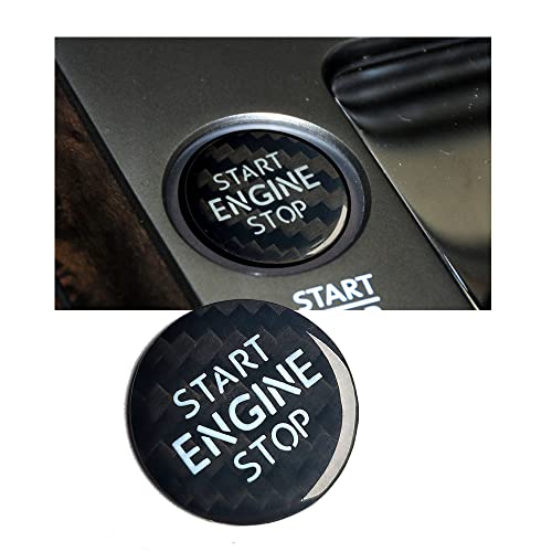 ontto Auto Start Stop Engine Knopf Schalter Abdeckung Aufkleber Passt für VW Touareg 2008-2010 Phaeton 2006-2015 Kohlefaser One Button Zündknopf Schalter Taste Ersetzen Trim Zubehör-A Schwarz von ontto
