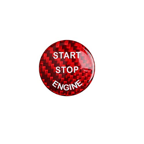 ontto Auto Start Stop Engine Knopf Schalter Aufkleber Passt für BMW X5 X6 E70 E71 E72 E81 E83 E84 E89 E87 E90 E91 E92 E93 Kohlefaser Zündknopf Schalter Taste Abdeckung Ersetzen Trim Aufkleber-A Rot von ontto