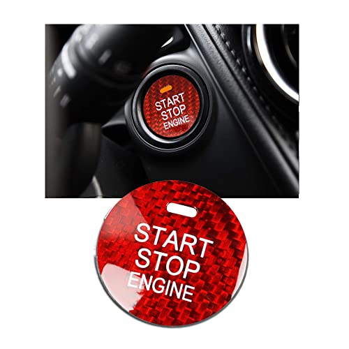 ontto Auto Start Stop Knopf Schalter Aufkleber Passt für Mazda CX-3 CX-4 CX-5 CX-8 MX-5 Axela Atenza Motor Startknopf Abdeckung Kohlefaser One Button Starttaste Zündung Schalter Schutz Kappe-Rot von ontto