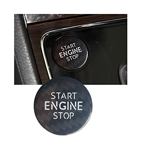 ontto Auto Start Stop Knopf Schalter Aufkleber Passt für VW CC Tigaun Passat T-Cross Bora C-Trek Motor Startknopf Abdeckung Kohlefaser One Button Starttaste Zündung Schalter Schutz Kappe-C Schwarz von ontto