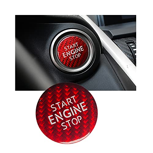 ontto Auto Start Stop Knopf Schalter Aufkleber Passt für VW CC Tigaun Passat T-Cross Bora C-Trek Motor Startknopf Abdeckung Kohlefaser One Button Starttaste Zündung Schalter Schutz Kappe Zubehör-C Rot von ontto