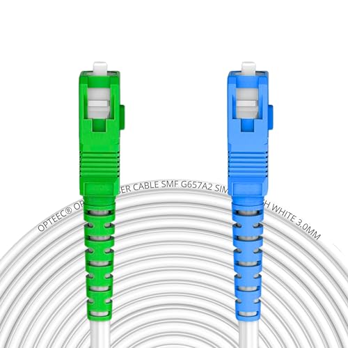 opteec® - Glasfaserkabel geschirmt – 25 m – FREE – Verlängerung/Strumpfband – SC-APC auf SC-UPC verstärkt – Simplex Monomode. – Weiß (25 m) von opteec