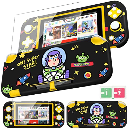 oqpa Schutzhülle für Nintendo Switch Lite 2019, für Mädchen, Jungen, Kinder, PC, niedliches Kawaii-lustiges Cartoon-Design, Coole schlanke Schutzhüllen mit Displayschutzglas für Switch Lite, Buzz von oqpa