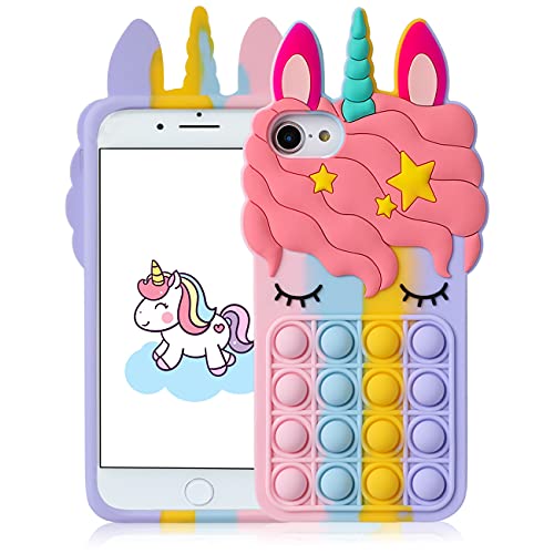 oqpa Schutzhülle für iPhone 5/5S/SE, Cartoon-Design, Kawaii, niedlich, lustig, Silikon, für Mädchen, Kinder, Jungen, Teenager, modisch, cool, ästhetische Farbe, Einhorn-Hüllen (für iPhone 5/5S/SE) von oqpa