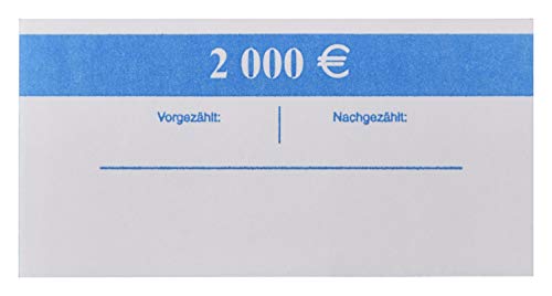 EURO Banderolen 20 EUR Blau 100x 20€ (10-50-100 Stück) Geldscheinbanderole für je 100 Banknoten Geldbündel. (10Stück) von orgaexpert