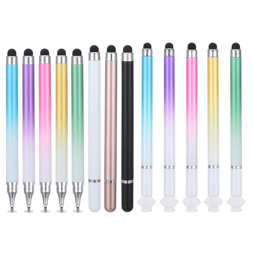Oruola 13 Stück Touch Pen,Tabletstift für Alle Tablets,Handy Stifte für Smartphones,Stylus Pen,2 in 1 Gummi Eingabestifte für Tablets,Stiftkappe mit Standfunktion,handyzubehör,Mehrfarbig von oruola