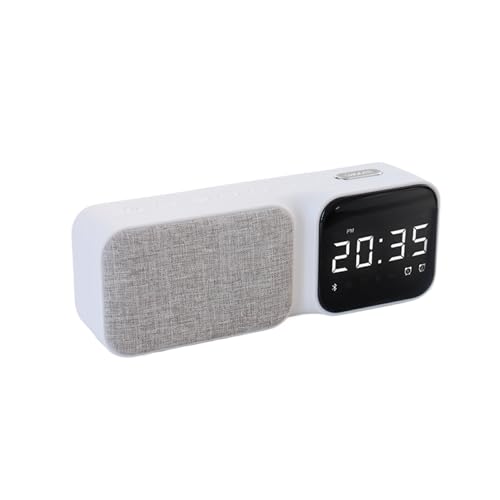 osiuujkw Bluetooth Wecker Lautsprecher, lineare Entfernung bis zu 10 Meter, Mesh Dual Wecker, ABS Lautsprecher, tragbar, Bluetooth, Weiß von osiuujkw