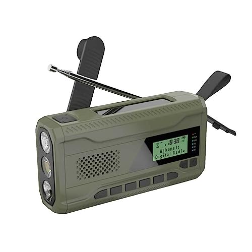 osiuujkw Digitalanzeige Solar Notfallradio mit Taschenlampe Handkurbel Telefonladegerät Wettervorhersage Outdoor Ausrüstung von osiuujkw