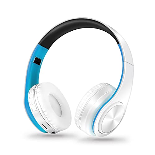 osiuujkw HiFi Bluetooth kompatibel Kopfhörer Handy Schnelle Geschwindigkeit Noise Reduction Wireless Headset Desktop PC Zubehör, Weiß Blau von osiuujkw