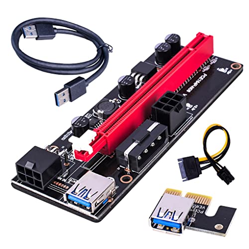 osiuujkw PCI E Adapter 1X auf 16X GPU Extender 6 Pins Erweiterungskarte Home Video Computer Desktop PC Teile liefert Miner, Schwarzes USB-Kabel von osiuujkw