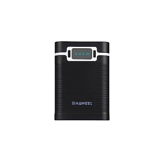 osiuujkw Powerbank Box, LCD, 4 Batterien, Batteriefach, wiederaufladbar, tragbar, multifunktional, mit USB, Camping, Reisen, Schwarz von osiuujkw