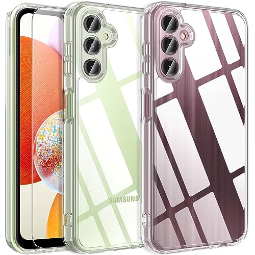 ottpluscase Für Samsung Galaxy A14 Hülle, [Samsung A14 Hülle mit Panzer Schutz Glas], Handyhülle Kameraschutz Stoßfest Rundumschutz Schutzhülle Case für Samsung Galaxy A14 5G/4G-Transparent von ottpluscase