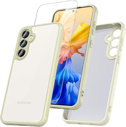 ottpluscase Für Samsung Galaxy A14 Hülle, [Samsung Galaxy A14 5G Hülle mit Panzer Schutz Glas], Handyhülle Kameraschutz Stoßfest Rundumschutz Schutzhülle Case für Samsung A14 5G/4G-Matt Beige von ottpluscase