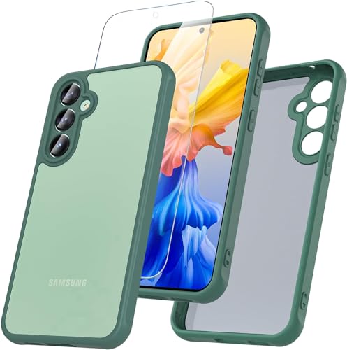 ottpluscase Für Samsung Galaxy A14 Hülle, [Samsung Galaxy A14 5G Hülle mit Panzer Schutz Glas], Handyhülle Kameraschutz Stoßfest Rundumschutz Schutzhülle Case für Samsung A14 5G/4G-Matt Grün von ottpluscase