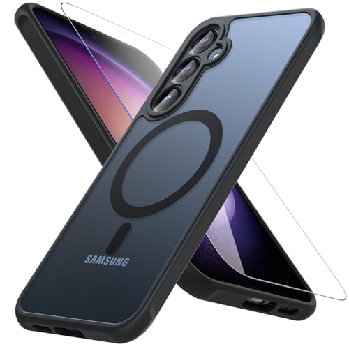 ottpluscase für Samsung Galaxy A14 Hülle für MagSafe, [Mit Panzer Schutz Glas] Stoßfest Kratzfest Matt Magnetisches Handyhülle Rundumschutz Schutzhülle Case für Samsung Galaxy A14 5G/4G-Schwarz von ottpluscase