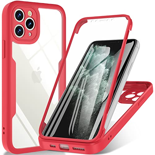 ottpluscase für iPhone 11 Pro Hülle, 360 Grad Schutzhülle Stoßfest Panzerhülle mit Eingebautem Displayschutz Robust Bumper Full Cover Outdoor Case Handyhülle für iPhone 11 Pro (5,8") - Rot von ottpluscase