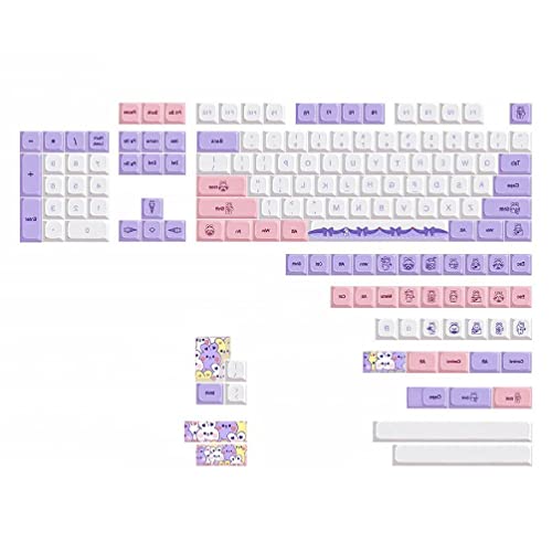 DYE-SUB-Tastenkappen für GK61 64 68 96 126 Layout Cherry MX Switch mechanische Tastatur, Lavendel-Kaninchen-Tastenkappen, 147 Stück von oueyfer