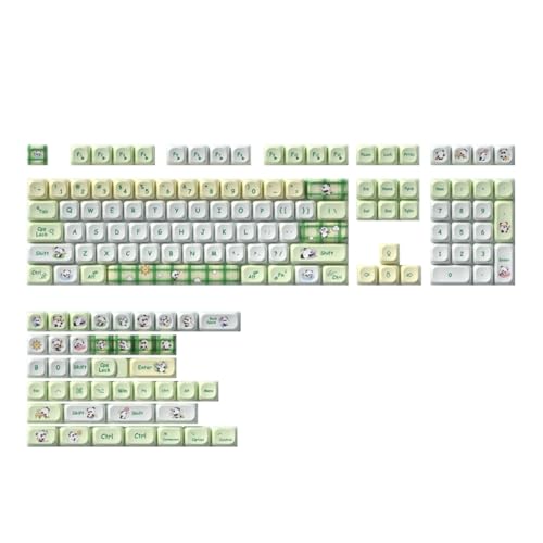 oueyfer Green Pandas Mechanische Tastaturen Tastenkappen 140 Stück MOTProfile Dye Sublimations Tastenabdeckung Für 64 84 96 MOTProfile Tastenkappen von oueyfer