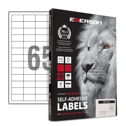 Emerson 38 x 21,2mm, 65 Stück/Blatt, 25 Blatt A4 Universal selbstklebende Etiketten Etiketten Selbstklebend Aufkleber zum Beschriften Etiketten zum Beschriften Aufkleber für den Etikettendruck Emerson 38 x 21,2mm, 65 Stück/Blatt, 25 Blatt A4 Universal selbstklebende Etiketten Etiketten Selbstklebend Aufkleber zum Beschriften Etiketten zum Beschriften Aufkleber für den Etikettendruck von ousente
