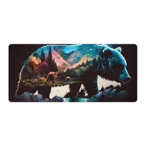 Bear Wild Double Exposure Mauspad, 40 x 90 cm, erweiterte Version der Wasserdichten Gaming-Schreibtischunterlage mit Gummibasis, Laptop-Schreibtischunterlage für Büro und Zuhause Bear Wild Double Exposure Mauspad, 40 x 90 cm, erweiterte Version der Wasserdichten Gaming-Schreibtischunterlage mit Gummibasis, Laptop-Schreibtischunterlage für Büro und Zuhause von ouynngjing