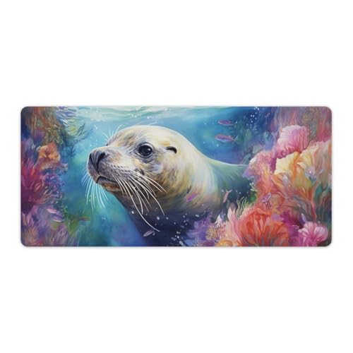 Buntes Robben-Gaming-Mauspad, große Schreibtischunterlage, personalisiertes Design, erweiterte Schreibtischunterlage, geeignet für Spiele, Büro und Zuhause, 40 x 90 cm Buntes Robben-Gaming-Mauspad, große Schreibtischunterlage, personalisiertes Design, erweiterte Schreibtischunterlage, geeignet für Spiele, Büro und Zuhause, 40 x 90 cm von ouynngjing
