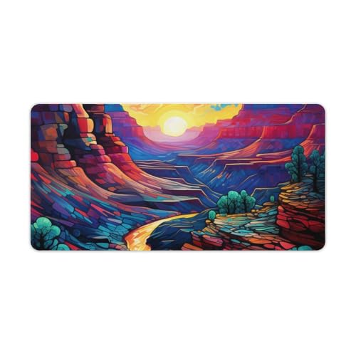 Psychedelischer Grand Canyon bei Nacht, großes Gaming-Mauspad mit genähten Kanten, erweitertes Mauspad mit rutschfester Unterseite aus Naturkautschuk für Gamer, Desktop, Büro, Zuhause, 30 x 60 cm Psychedelischer Grand Canyon bei Nacht, großes Gaming-Mauspad mit genähten Kanten, erweitertes Mauspad mit rutschfester Unterseite aus Naturkautschuk für Gamer, Desktop, Büro, Zuhause, 30 x 60 cm von ouynngjing