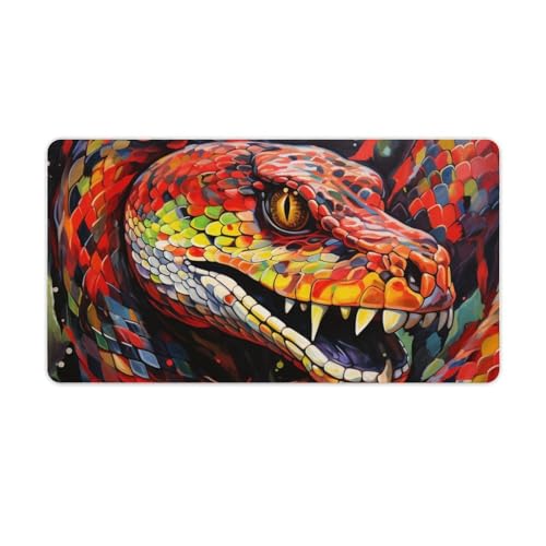 Weiches Gaming-Mauspad mit farbenfroher Schlangen-Art für mehr Geschwindigkeit und Kontrolle (rutschfestes Gummi, strukturiertes Mikrogewebe), 40 x 75 cm von ouynngjing