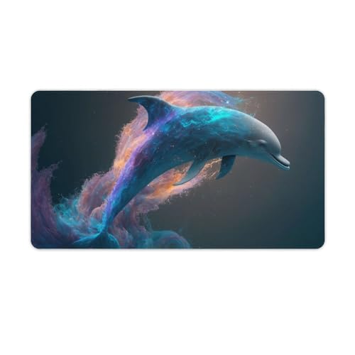 ouynngjing Delphin-Mauspad, erweiterte Länge, Schreibtischunterlage, Nahtkante, rutschfeste Gummiunterseite, Tastaturpad, Gaming-Mauspad 40 x 75 cm von ouynngjing